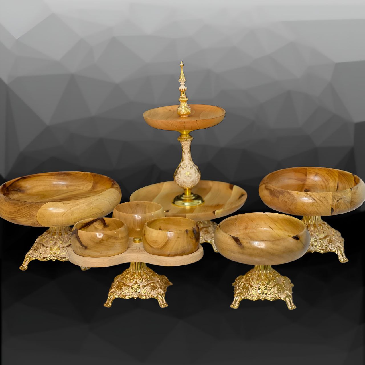 سرویس پذیرایی ۵ پارچه چوب گردو قلمکاری