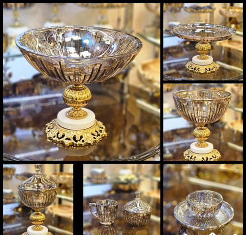 سرویس کریستال پیانو ارغوانی پایه برنج