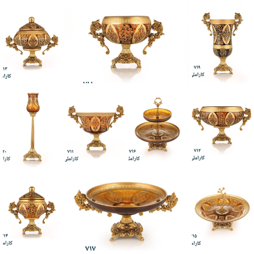 سرویس بلور طلاکوب کاراملی