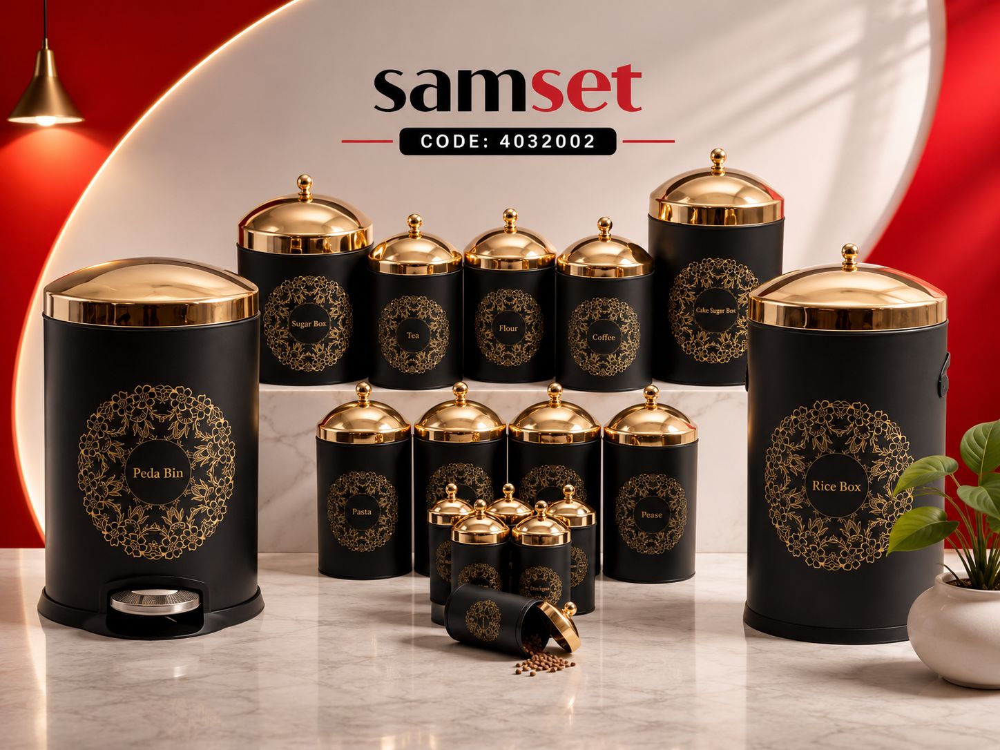 سرویس آشپزخانه ۱۷ پارچه درب طلا