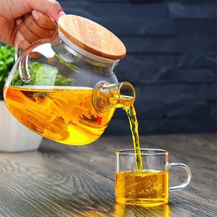 قوری پیرکس دمنوش با درب چوبی 🍵🌿