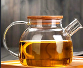 قوری پیرکس دمنوش با درب چوبی 🍵🌿