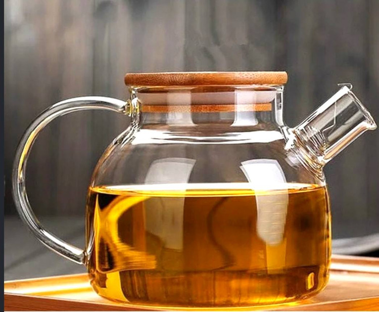 قوری پیرکس دمنوش با درب چوبی 🍵🌿