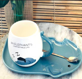 🐘☕ ست ماگ و سینی سرامیکی طرح فیل